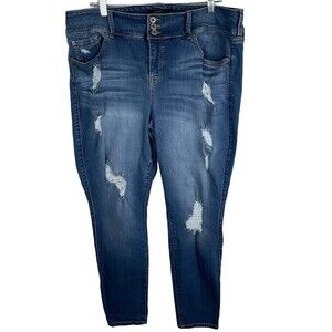 Torrid Jegging Jean 22 Tall 22T Womens Blue High-Rise Premium Stretch Distressed